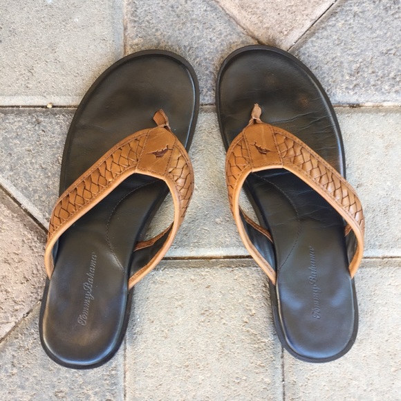 SOLD Tommy Bahama Leather Flip-Flops 11D - Picture 3 of 6